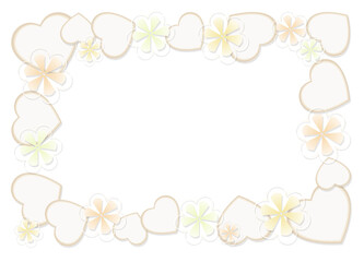 Decorative frame with flowers and hearts. Collection of holiday frames. The theme of love and romance. You can use it for postcards, drawings, and photos.