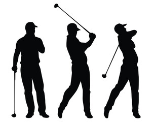Golf player silhouette vector on white background