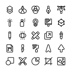 Set of Design, Designer, artwork outline style icon and illustration