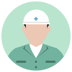 Circular worker avatar icon illustration (upper body) /  blue collar worker, rescue worker.