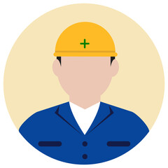 Circular worker avatar icon illustration (upper body) / blue collar worker, construction worker.