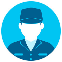 Circular worker avatar icon illustration (upper body) / blue collar worker, factory worker, janitor, service man