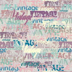 Seamless abstract background. Lettering pattern in shabby chic style. Vector image.