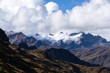 Glacial mountain view from Choquequirao trekking trail