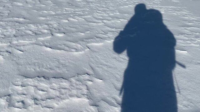 Hiker in Gorski kotar, Croatia in winter