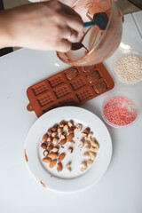 Making homemade chocolate