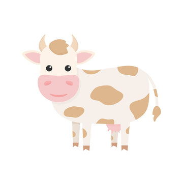 Cute cow character. Farm cartoon animal.