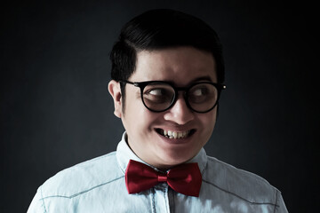 Portrait of nerd with glasses