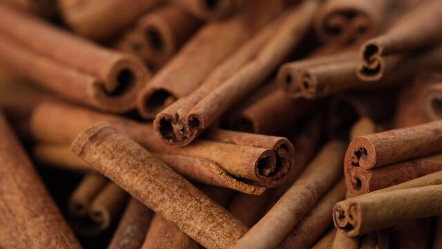 cinnamon stick top view. heap of cinnamon stick