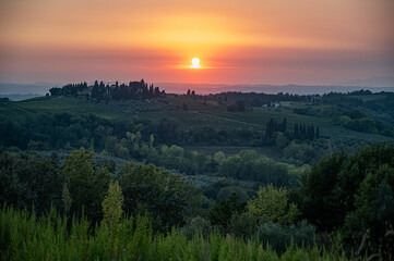 sunset over the hills