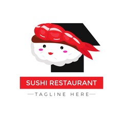 Sushi bar logo design flat isolated on white background. Sushi Logo. Sushi. Vector Illustration