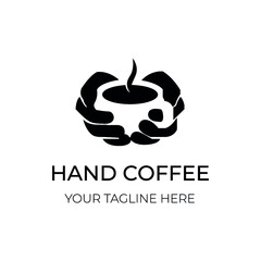 Hand coffee logo for restaurant, coffee cup logo, logo for coffee restaurant