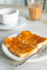 Custard  with bread toasted