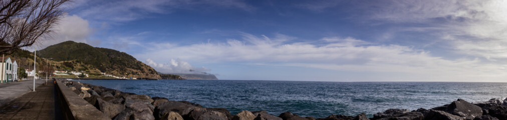 Naklejka na ściany i meble Panorama view at the Atlantic ocean, in Ribeira Quente, Sao Miguel island, Azores.