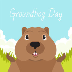 Groundhog day. The muzzle of the groundhog informs the weather.