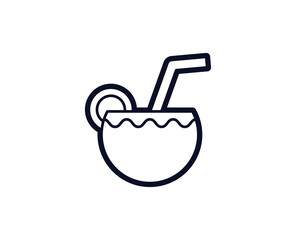 Coconut icon. Bar black line sign. Premium quality graphic design pictogram. Outline symbol icon for web design, website and mobile app on white background. Monochrome icon of coconut