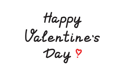 Happy Valentine's Day poster with handwritten text on a white background with a heart. Vector illustration
