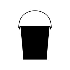 Bucket icon. Black silhouette. Vector flat graphic illustration. The isolated object on a white background. Isolate.