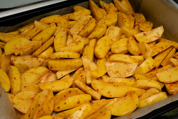 golden baked young potatoes for dinner
