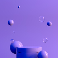 Podium, pedestal or platform, background for the presentation of cosmetic products. 3d podium. Place for ads. 3D rendering podium geometry with elements. Product presentation blank podium.