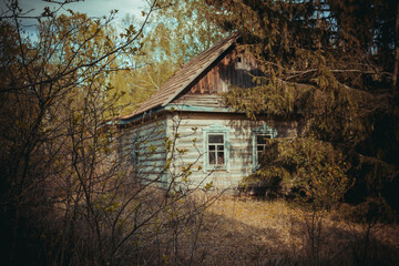 abandoned wooden houses Chernobyl zone