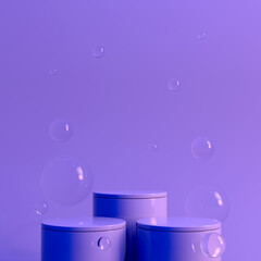 Podium, pedestal or platform, background for the presentation of cosmetic products. 3d podium. Place for ads. 3D rendering podium geometry with elements. Product presentation blank podium.