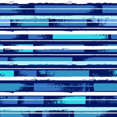 Seamless pattern with blue, white and turquoise stripes. Brush strokes.