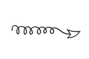 Hand drawn arrow in doodle style. Cute direction indicator. Isolated object on a white background.