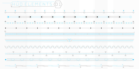 A set of HUD lines elements for a futuristic interface.