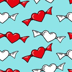 Seamless vector pattern with color candy hearts