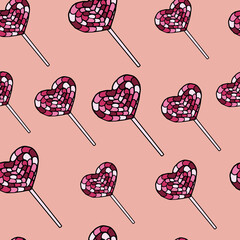 Seamless vector pattern with color lollypops