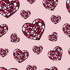 Seamless vector pattern with color hearts