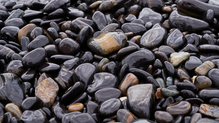 Wet stone with ocean water on koh hin ngam islands for travel in summer time of thailand