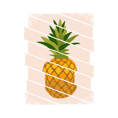 Vector illustration of a cheerful pineapple.Typography for printing T-shirts.