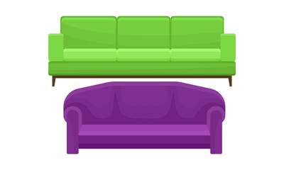 Couch or Sofa as Piece of Furniture for Seating Vector Set