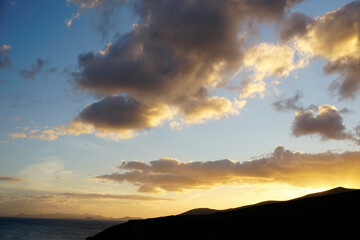 Fototapeta na wymiar Sunset over the Island of Lanzarote 