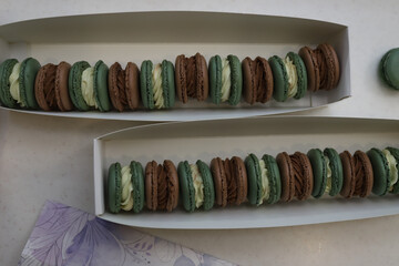 Colorful makarons. Pastel colors. Background	