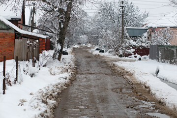 Flat blue color on a light background. The winter season. The background of nature.