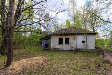 house mazanka in the village of Chernobyl zone