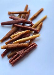 Organic fruit leather on white background