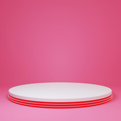 White Product Stand in pink room ,Studio Scene For Product ,minimal design,3D rendering