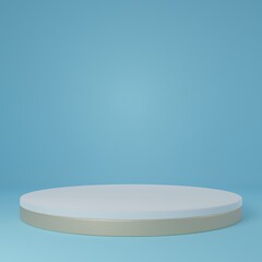 White Product Stand in blue room ,Studio Scene For Product ,minimal design,3D rendering	
