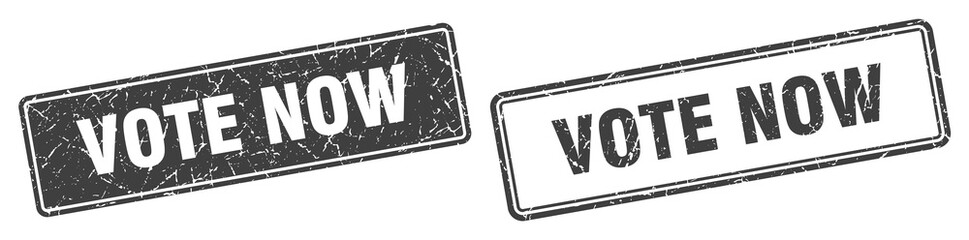 vote now stamp set. vote now square grunge sign