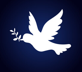 Dove, peace vector line icon, sign, illustration on background,