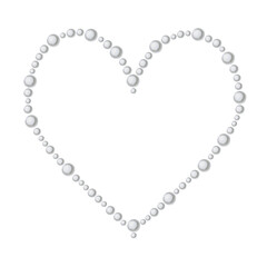 A cute heart made of beads of different sizes, hand-drawn. Ideal for design of clothes, cards, posters, appliques, stickers.
