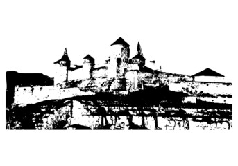 Obraz premium Silhouette of an ancient fortress with stone walls Vector illustration for design