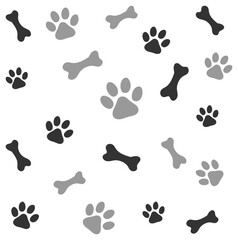 Paw Print and Bone Pattern Illustration