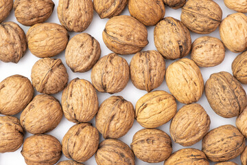 walnuts are scattered on the table