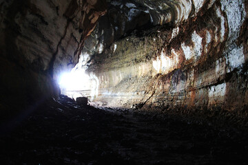 Lava tunnel in the Galapagos Islands