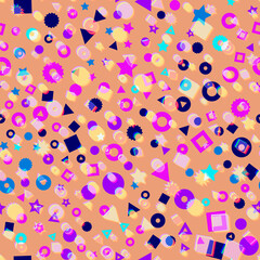 Kids geometric shapes seamless vector pattern.